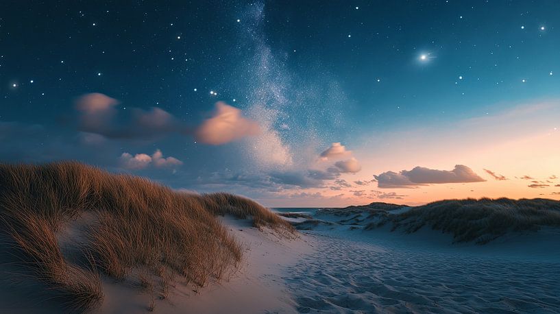 dune landscape with milky way wadden islands by Egon Zitter