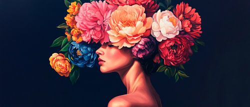 Bloemenmagie: Vrouwenportret met bloemen