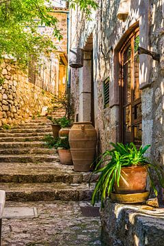 Idyllischer Blick auf ein mediterranes Haus mit Topfpflanzenschmuck von Alex Winter