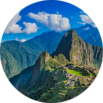 Machu Picchu en omgeving, Peru. Panoramafoto