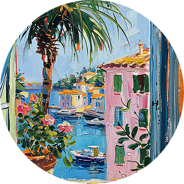 Henri Matisse Stijl Poster, Middellandse Zee, Open Venster, Pastel van Niklas Maximilian
