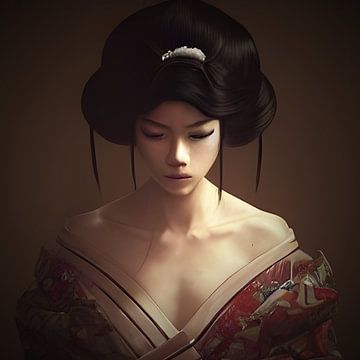 Geisha mit geschlossenen Augen von ArtDesign by KBK