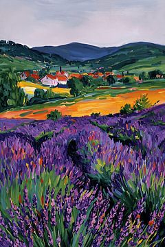 Lavender fields in Mediterranean landscape by NJ Midnight Studio