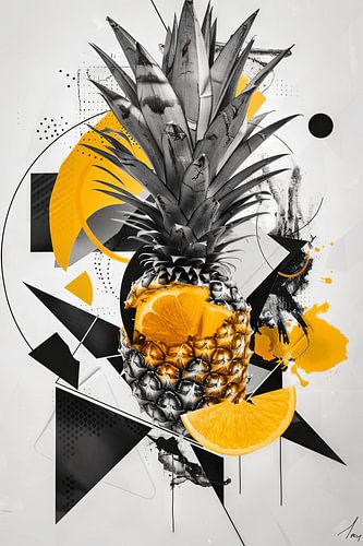 Kleurrijke ananas pop-art print