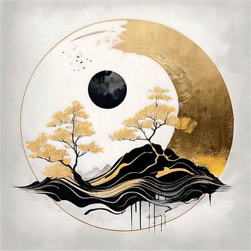 Japandi - WabiSabi Art -  Sereen Japans Landschap van Studio Pieternel