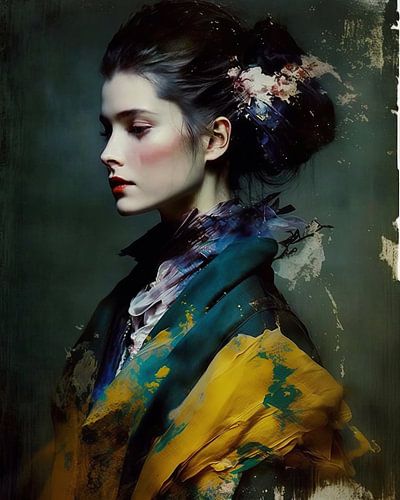 Portrait moderne aux couleurs contrastées