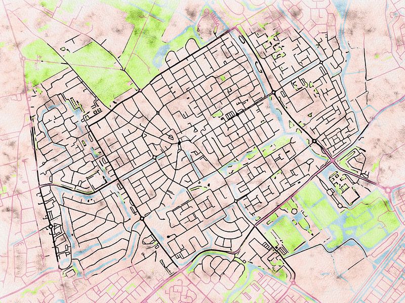 Karte von Heemskerk centrum im stil 'Soothing Spring' von Maporia
