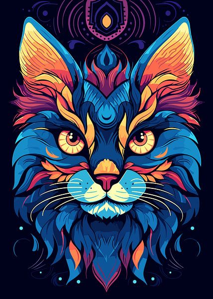 Cat Animal Pop Art Color Style by Mason Scott