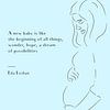 Zwangere Vrouw Lijntekening - Blauw van MDRN HOME