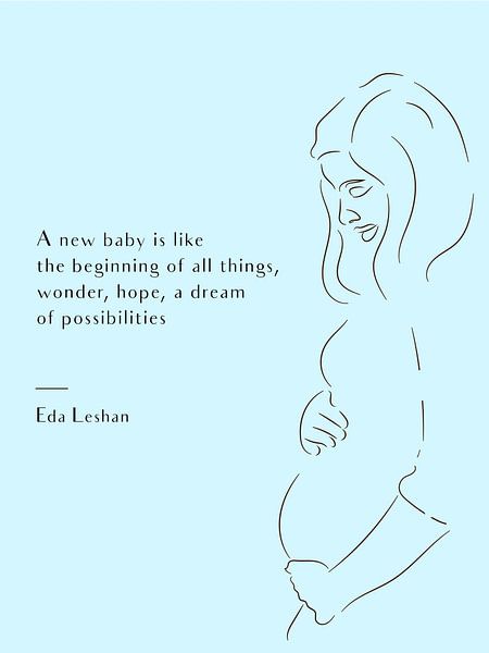 Dessin au trait de femme enceinte - Bleu par MDRN HOME