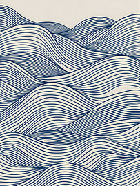 Abstract minimalist blue line ocean waves by IamHomeStudio