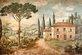 Peinture murale de la campagne italienne sur Vlindertuin-Art