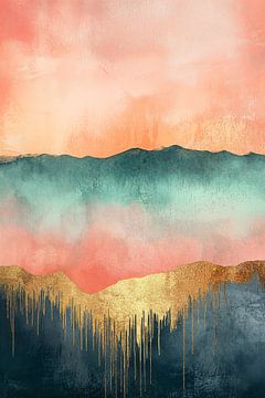 Vloeibare Horizon in Pastel en Goud no.2 van Studio BB