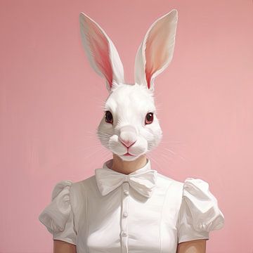 Female portrait of a rabbit girl by Vlindertuin Art