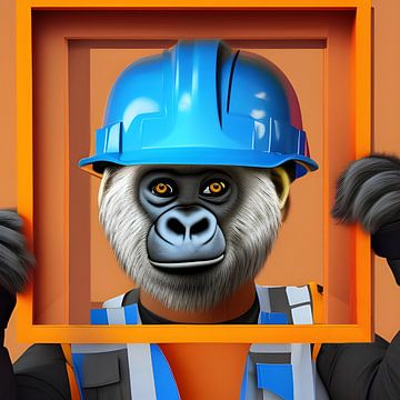 Gorilla als bouwvakker van Babetts Bildergalerie
