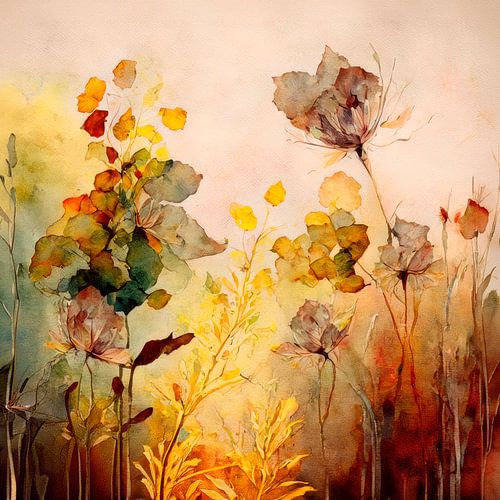 Abstrakte botanische Kunst: Sommerliche Rabatte mit Wildgräsern