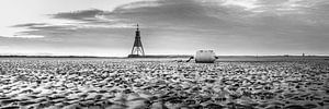Wattenmeer Landschaft schwarz-weiß