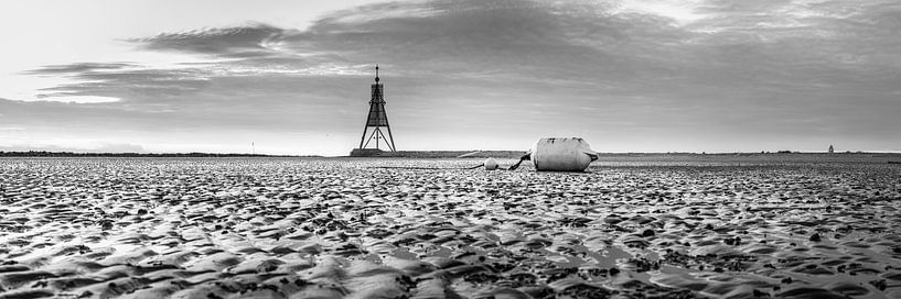 Waddenzee landschap zwart-wit van Manfred Voss, Zwart-Wit Fotografie