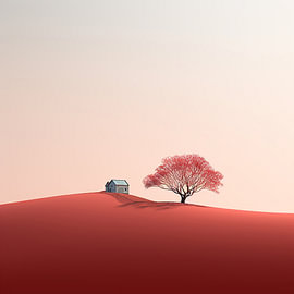 Red Hill with a House and a Tree 1