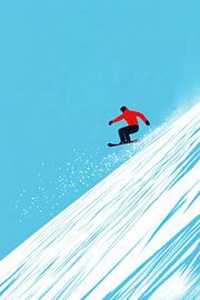 Snowboarders in poedersneeuw van Poster Art Shop