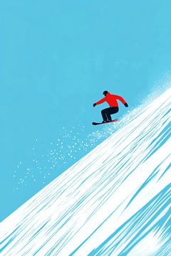 Snowboarders in poedersneeuw van Poster Art Shop