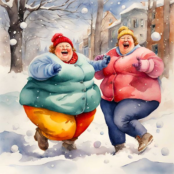 2 gesellige Damen haben Spaß im Winter von De gezellige Dames
