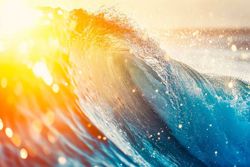 Glinsterende golf in het zonlicht van Poster Art Shop