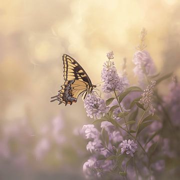 Papilio machaon lilas doux sur Mel Digital Art