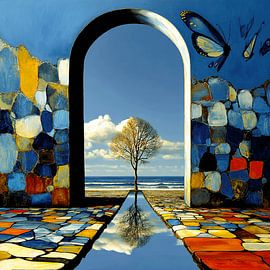 Durch das Tor | Surrealistische Landschaft von Karina Brouwer