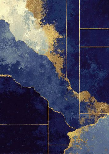 Art Deco: Elegant patroon in blauw, goud en zilver