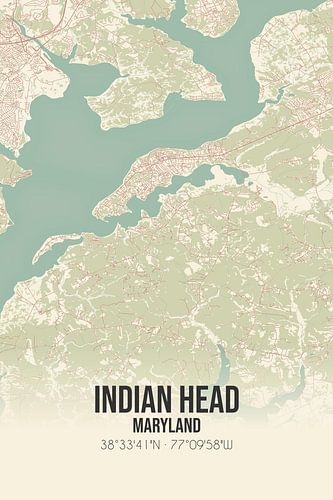 Vintage landkaart van Indian Head (Maryland), USA.