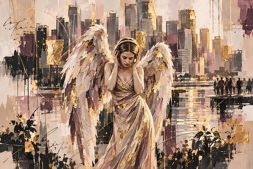 angel with headphones