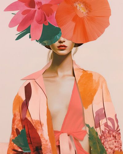 Kleurrijk portret, illustratie in knalkleuren