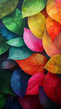 Betoverde bladen kleurrijk staand panorama van TheXclusive Art
