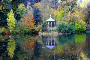Le lac de la forêt de Fribourg en automne