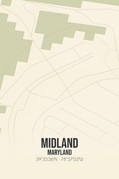 Vintage landkaart van Midland (Maryland), USA. van Rezona