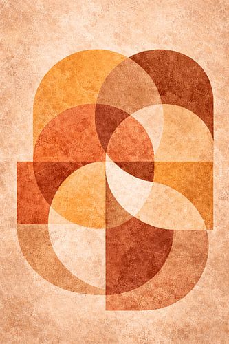 Midden van de eeuw bloemen geometrische wanddecoratie – Warm terracotta retro abstract