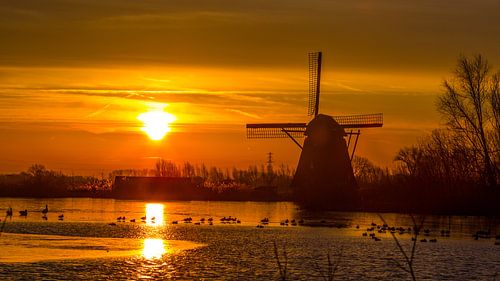 Gekleurde, licht bewolkte  zonsopkomst