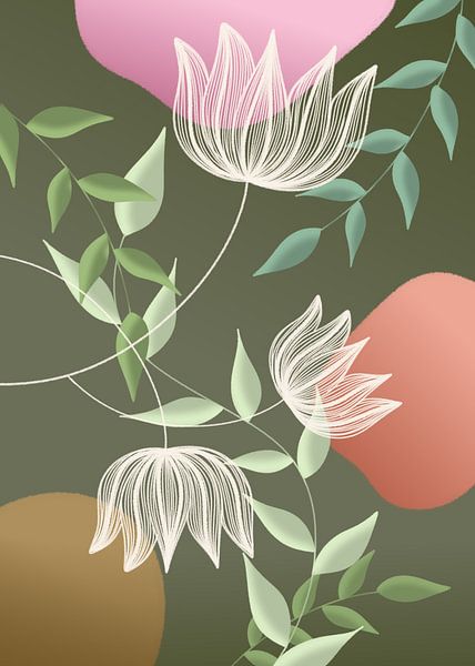 Lotus flower  Line-art van Gisela- Art for You