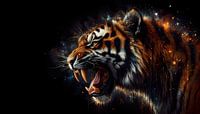 Tijger wild met zwarte achtergrond