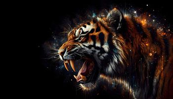 Tigre sauvage avec fond noir