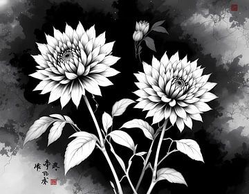 Monochrome bloei van Artistic