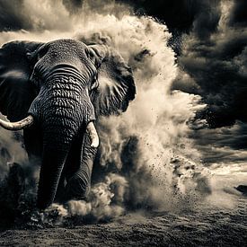Dramatic elephant in motion by Art & Soul Creations