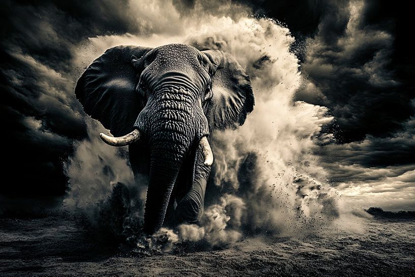 Dramatische olifant in beweging van Art & Soul Creations