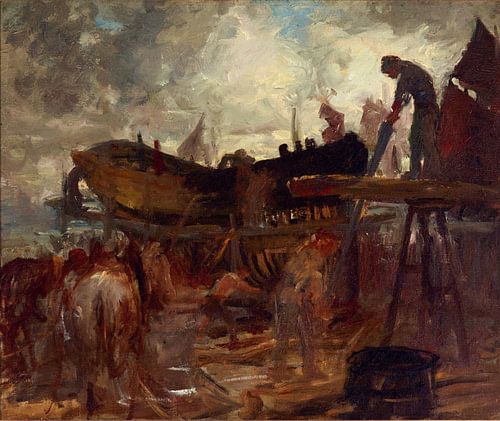 Botenbouw, Etaples, Rupert Bunny, ca 1902