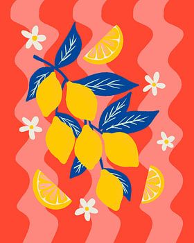 Branche de citron colorée