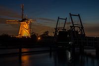 Verlichte molens in Kinderdijk