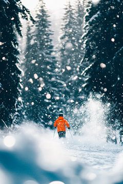 Winterwandeling in het besneeuwde bos van Poster Art Shop