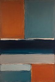 Abstrakte Harmonie von Orange und Blau von Art & Soul Creations