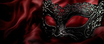 Masque noir sur velours rouge sur Poster Art Shop